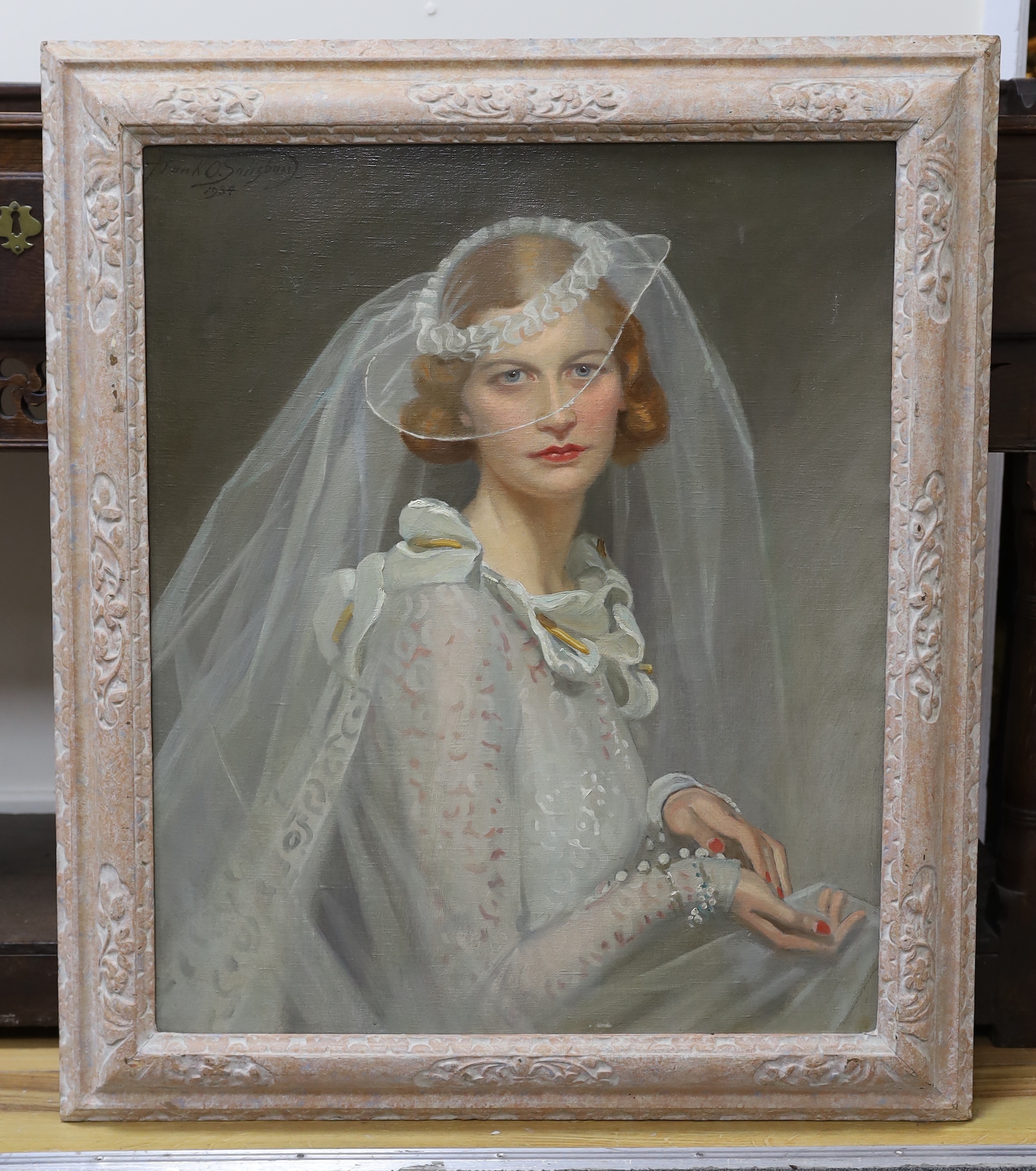 Frank O. Salisbury (English, 1874-1962), Portrait of a bride, oil on canvas, 73 x 60cm